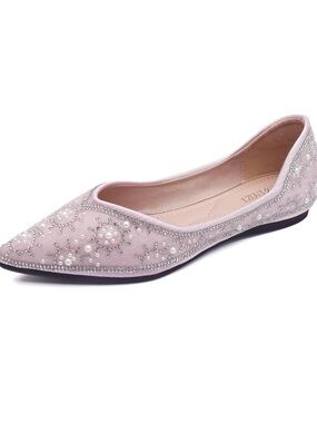 Blush Pink Pearl & Crystal Pointed Flat